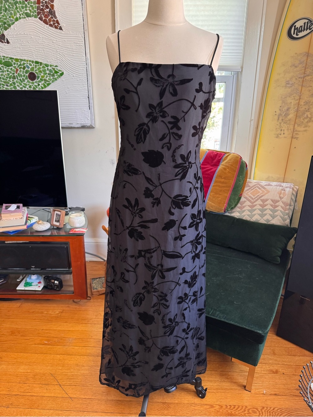 Vintage Rampage Black Floral Velvet Dress Whimsygoth